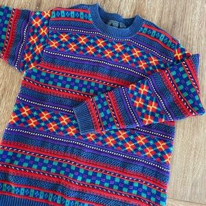 Vintage 90s Lizwear Women’s Colorful Cotton Crewneck Sweater